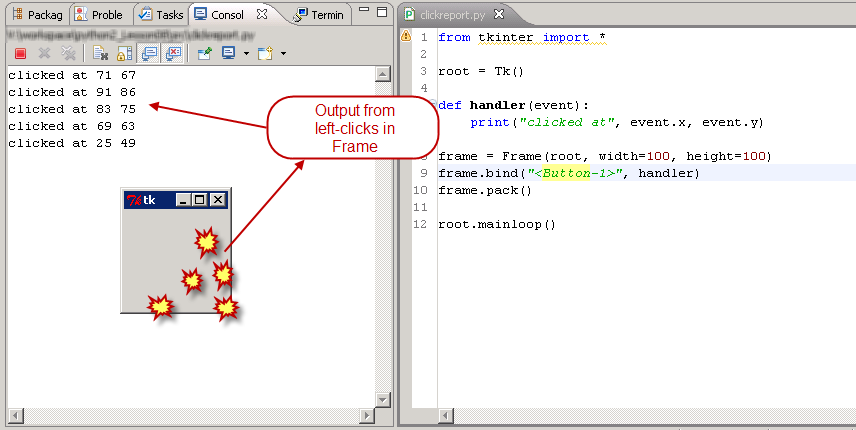 Screenshot of the clickreport.py window, a small empty frame