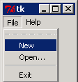 Screenshot of menudemo.py showing a window with File and Help menu bar items