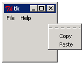 Screenshot of menudemo.py with the context menu (Copy and Paste) displayed