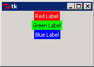 The three stacked labels after the window has been enlarged, remaining at the top and horizontally centred
