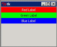 The three labels after the window is widened, expanding horizontally but not vertically
